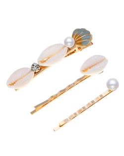 Korean High Fashion Seashell Design Women Hair Clip and Barrette Combo Set - Gray