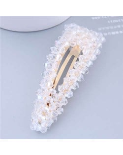 Shining Crystal Bar Shape Korean Fashion Women Hair Clip - White