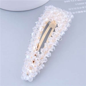 Shining Crystal Bar Shape Korean Fashion Women Hair Clip - White