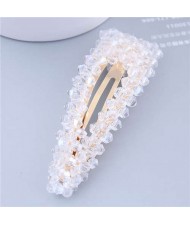 Shining Crystal Bar Shape Korean Fashion Women Hair Clip - White