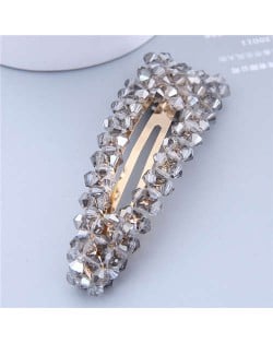 Shining Crystal Bar Shape Korean Fashion Women Hair Clip - Gray