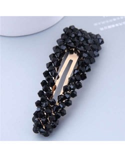 Shining Crystal Bar Shape Korean Fashion Women Hair Clip - Black