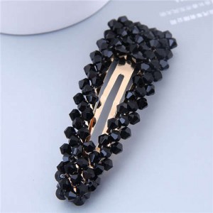Shining Crystal Bar Shape Korean Fashion Women Hair Clip - Black