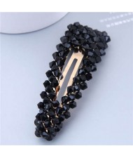 Shining Crystal Bar Shape Korean Fashion Women Hair Clip - Black