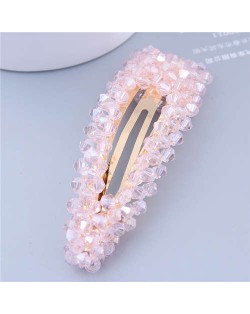 Shining Crystal Bar Shape Korean Fashion Women Hair Clip - Pink