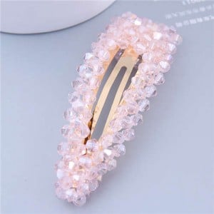 Shining Crystal Bar Shape Korean Fashion Women Hair Clip - Pink