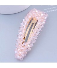 Shining Crystal Bar Shape Korean Fashion Women Hair Clip - Pink