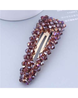 Shining Crystal Bar Shape Korean Fashion Women Hair Clip - Violet