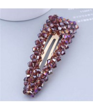 Shining Crystal Bar Shape Korean Fashion Women Hair Clip - Violet