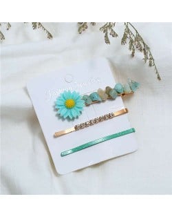 Sunflower Decorated High Fashion Women Hair Clip and Barrette Combo Set - Green