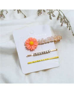 Sunflower Decorated High Fashion Women Hair Clip and Barrette Combo Set - Yellow