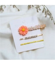 Sunflower Decorated High Fashion Women Hair Clip and Barrette Combo Set - Yellow