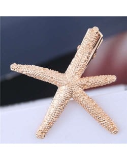 Alloy Starfish Design Women Hair Barrette - Golden