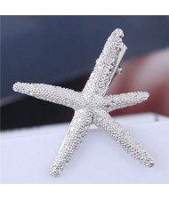 Alloy Starfish Design Women Hair Barrette - Silver