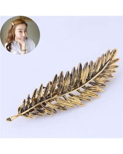 Vintage Fashion Alloy Leaf Design Women Hair Barrette