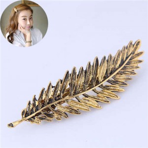 Vintage Fashion Alloy Leaf Design Women Hair Barrette