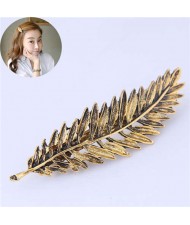 Vintage Fashion Alloy Leaf Design Women Hair Barrette