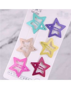 Candy Color Star Design Korean Fashion Women Hair Clips Combo