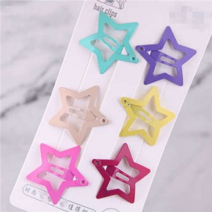 Candy Color Star Design Korean Fashion Women Hair Clips Combo