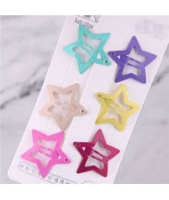 Candy Color Star Design Korean Fashion Women Hair Clips Combo