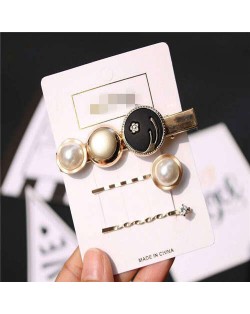 Floral Pattern Korean Fashion Alloy Women Hair Clip and Barrette Combo Set
