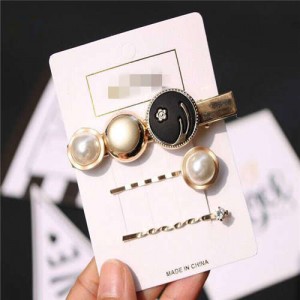 Floral Pattern Korean Fashion Alloy Women Hair Clip and Barrette Combo Set