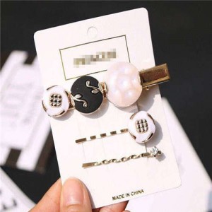 Flower Design Adorable Style Women Hair Clip and Barrette Combo Set