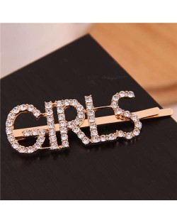 Shining Rhinestone Alphabet Combo Design Women Hair Clip - Girls