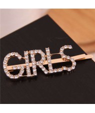 Shining Rhinestone Alphabet Combo Design Women Hair Clip - Girls