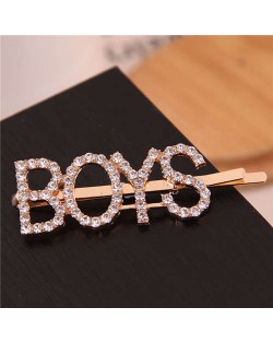 Shining Rhinestone Alphabet Combo Design Women Hair Clip - Boys