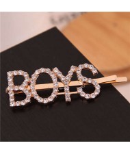 Shining Rhinestone Alphabet Combo Design Women Hair Clip - Boys