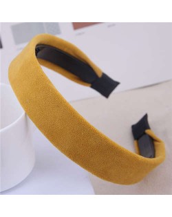 Korean Fashion Solid Color Velvet Texture Women Hair Hoop - Yellow