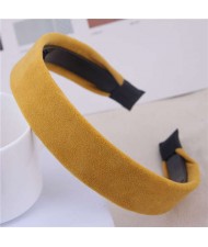 Korean Fashion Solid Color Velvet Texture Women Hair Hoop - Yellow