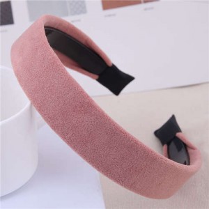 Korean Fashion Solid Color Velvet Texture Women Hair Hoop - Pink