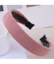 Korean Fashion Solid Color Velvet Texture Women Hair Hoop - Pink