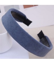 Korean Fashion Solid Color Velvet Texture Women Hair Hoop - Blue