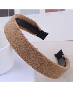 Korean Fashion Solid Color Velvet Texture Women Hair Hoop - Brown