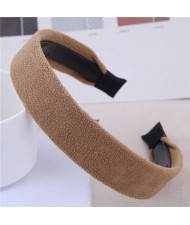 Korean Fashion Solid Color Velvet Texture Women Hair Hoop - Brown