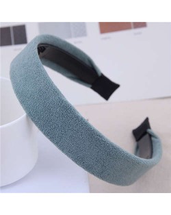 Korean Fashion Solid Color Velvet Texture Women Hair Hoop - Teal