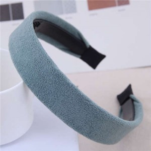Korean Fashion Solid Color Velvet Texture Women Hair Hoop - Teal