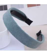 Korean Fashion Solid Color Velvet Texture Women Hair Hoop - Teal