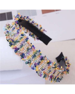 Weaving Pattern Cloth Design Korean Fashion Women Hair Hoop - Yellow
