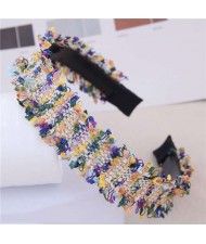 Weaving Pattern Cloth Design Korean Fashion Women Hair Hoop - Yellow