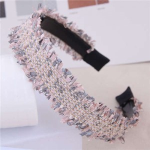 Weaving Pattern Cloth Design Korean Fashion Women Hair Hoop - Pink