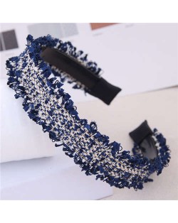 Weaving Pattern Cloth Design Korean Fashion Women Hair Hoop - Dark Blue