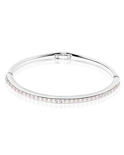 Austrian Crystal Embellished Slim Design Elegant Women Bangle - White