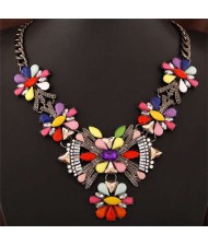 Resin Gem Bright Colors Howllow Design Women Fashion Necklace