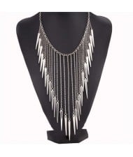 Rivets Pendants Punk High Fashion Bib Statement Necklace - Silver