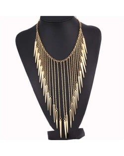 Rivets Pendants Punk High Fashion Bib Statement Necklace - Golden