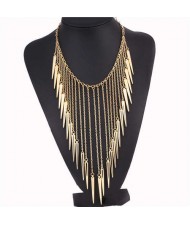 Rivets Pendants Punk High Fashion Bib Statement Necklace - Golden